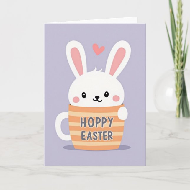 Hoppy Easter Rabbit Mug Card (Front)
