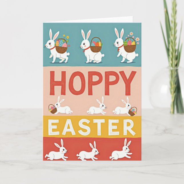 Hoppy Easter Rabbit Scene Card (Front)