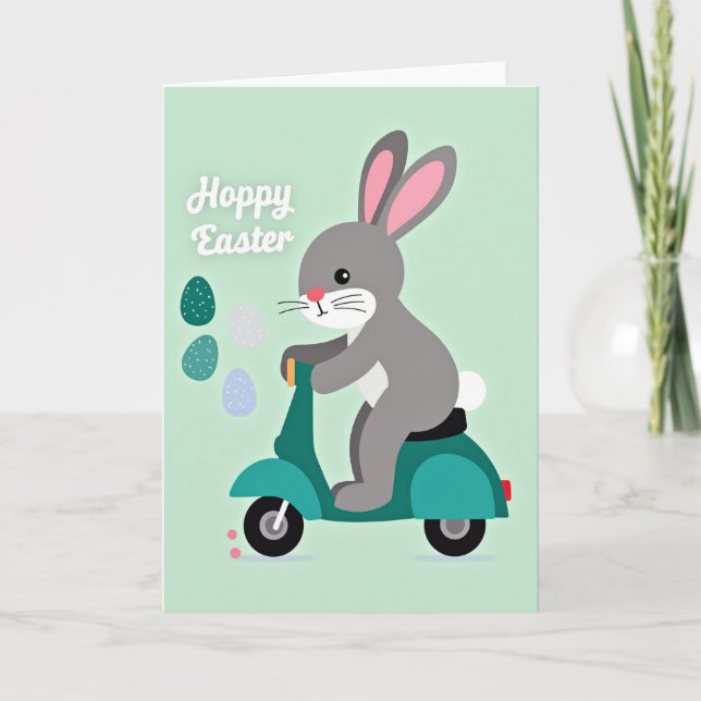 Hoppy Easter Rabbit Scooter Card (Front)
