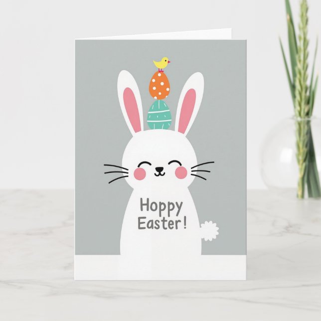 Hoppy Easter Rabbit Spring Card (Front)