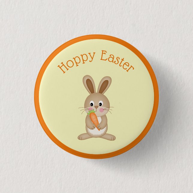 Hoppy Easter Rabbit with Carrot Button (Front)