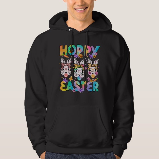 hoppy easter, retro, vintage hoodie (Front)
