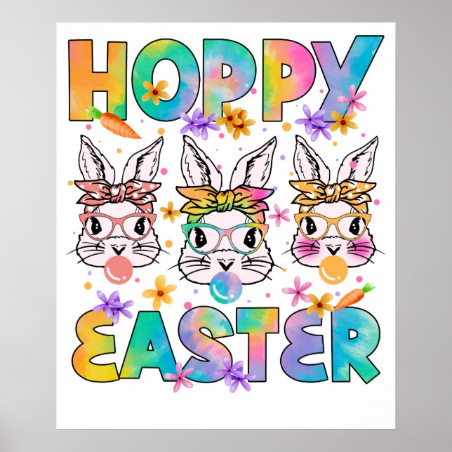 hoppy easter, retro, vintage poster (Front)