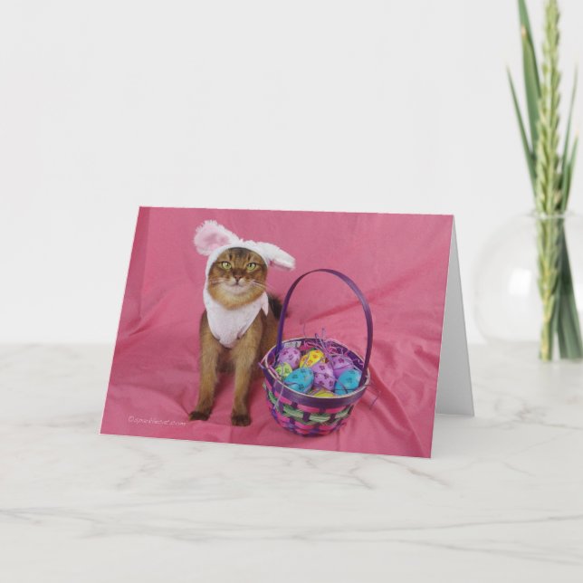 Hoppy Easter Somali Cat Holiday Card (Front)