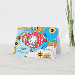 Hoppy Easter, Steampunk Inspired Egg Machine Holiday Card