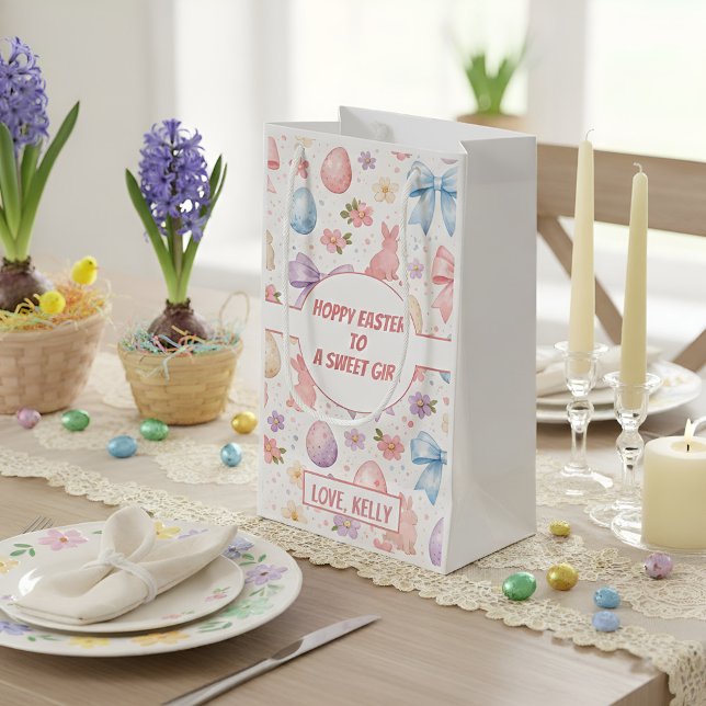 Hoppy Easter Sweet Girl Coquette Bunny Gift Bag (Hoppy Easter Sweet Girl Coquette Bunny Gift Bag)