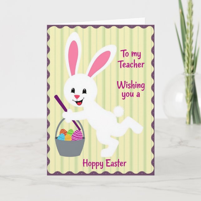 Hoppy Easter Teacher Friend Card (Front)