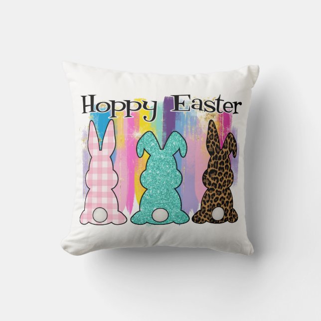 Hoppy Easter Throw Pillow (Front)