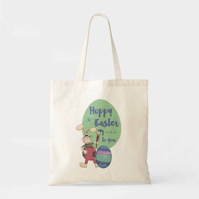 Hoppy Easter to you Artist Bunny Tote Bag (Front)