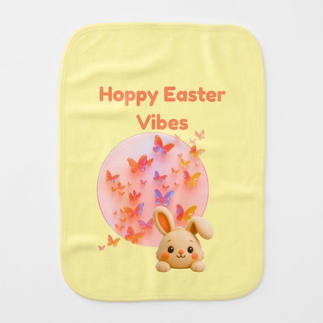 Hoppy Easter Vibes Baby Burp Cloth (Front)