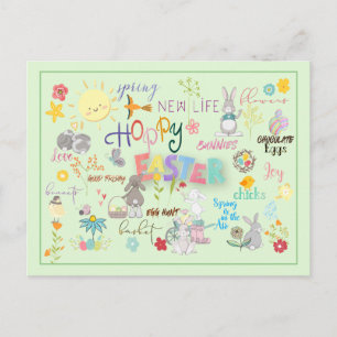 Hoppy Easter WordArt Greetings Postcard