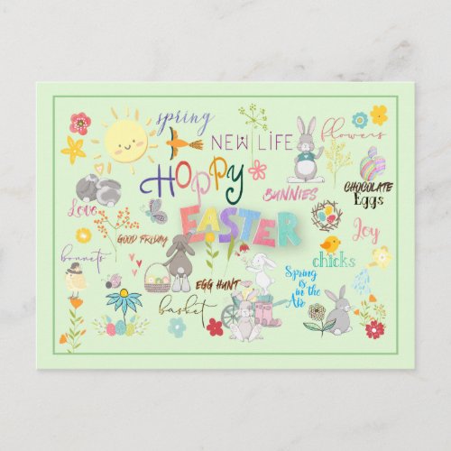Hoppy Easter WordArt Greetings Postcard