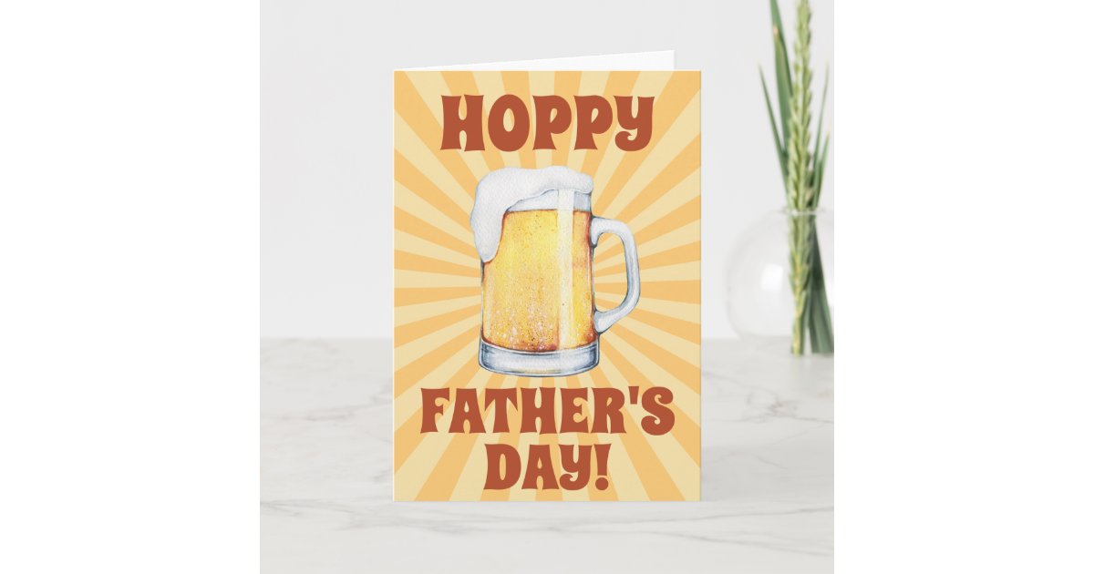 Hoppy Father's Day Beer Mug Sunburst Card | Zazzle