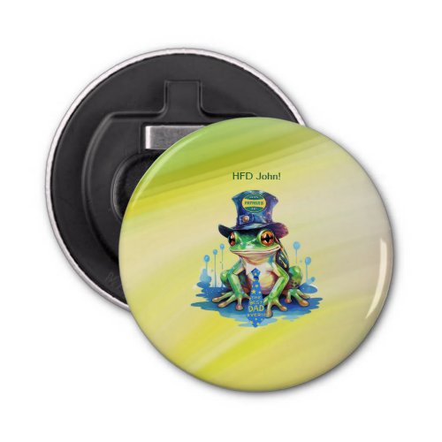 Hoppy Fathers Day Frog Top Hat and Tie Design Bottle Opener