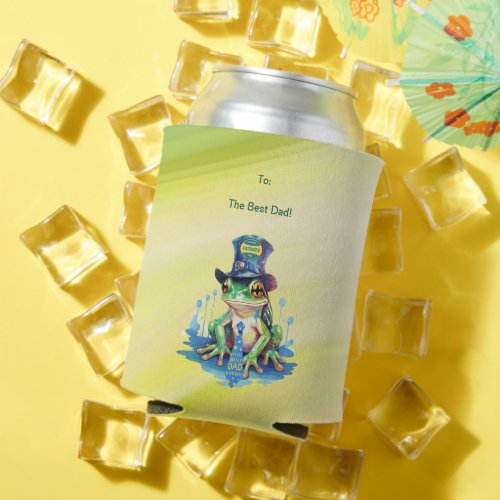 Hoppy Fathers Day Frog Top Hat and Tie Design Can Cooler