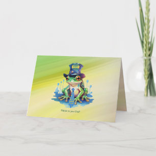 "Hoppy" Father's Day Frog Top Hat and Tie Design Card