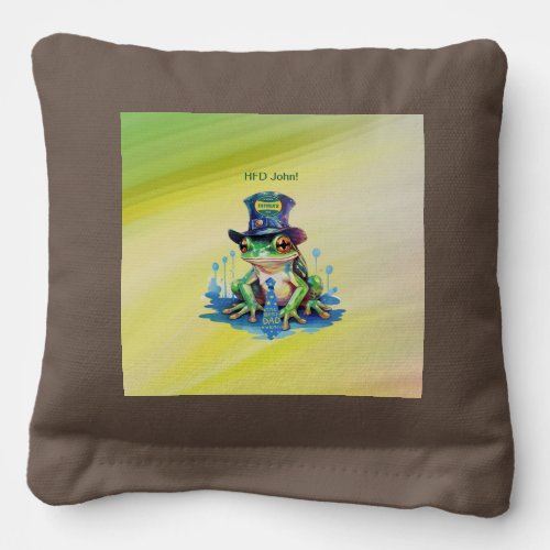 Hoppy Fathers Day Frog Top Hat and Tie Design Cornhole Bags