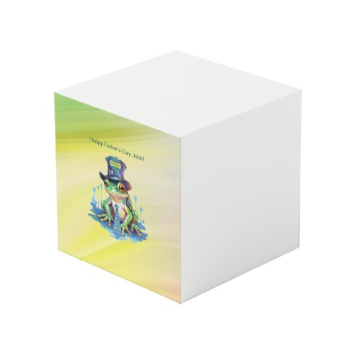 Hoppy Fathers Day Frog Top Hat and Tie Design Cube