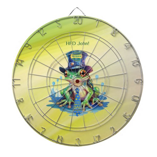 Hoppy Fathers Day Frog Top Hat and Tie Design Dart Board