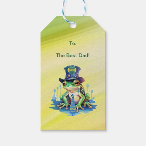 Hoppy Fathers Day Frog Top Hat and Tie Design Gift Tags