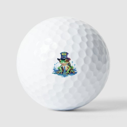 Hoppy Fathers Day Frog Top Hat and Tie Design Golf Balls