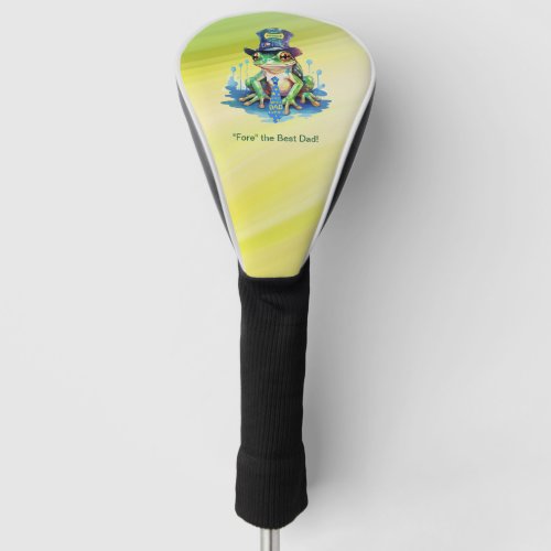 Hoppy Fathers Day Frog Top Hat and Tie Design Golf Head Cover