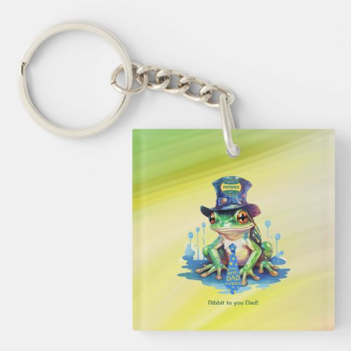 Hoppy Fathers Day Frog Top Hat and Tie Design Keychain