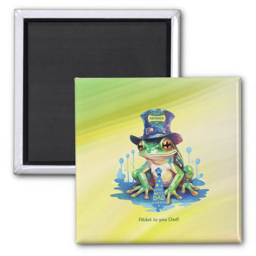 Hoppy Fathers Day Frog Top Hat and Tie Design Magnet