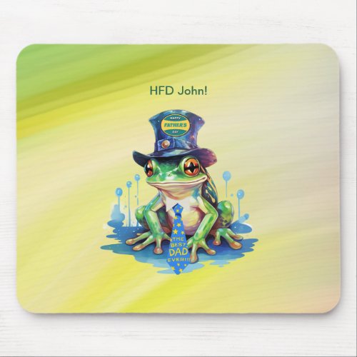 Hoppy Fathers Day Frog Top Hat and Tie Design Mouse Pad