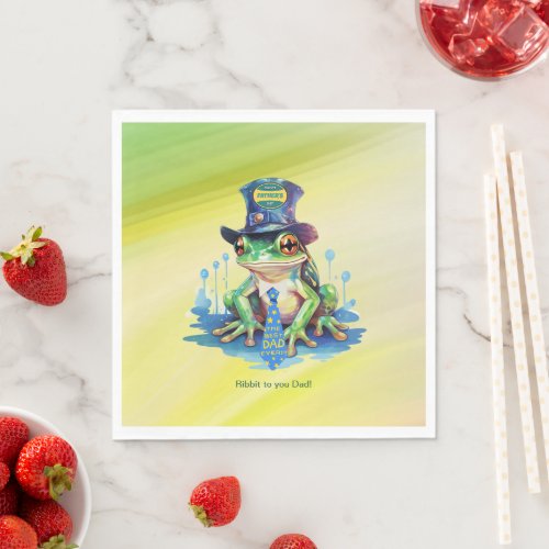 Hoppy Fathers Day Frog Top Hat and Tie Design Napkins