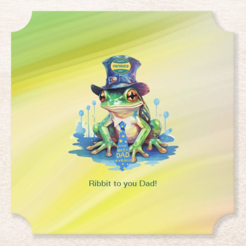 Hoppy Fathers Day Frog Top Hat and Tie Design Paper Coaster