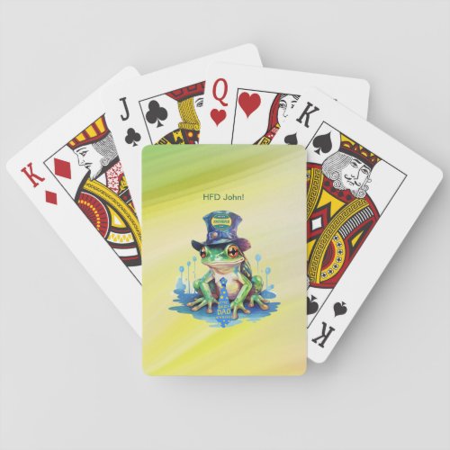 Hoppy Fathers Day Frog Top Hat and Tie Design Playing Cards