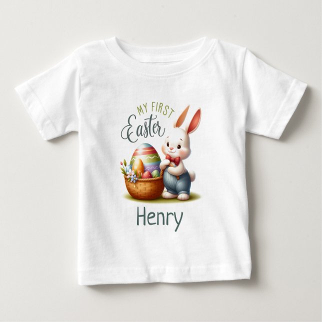 Hoppy First Easter - Personalized Baby T-Shirt (Front)