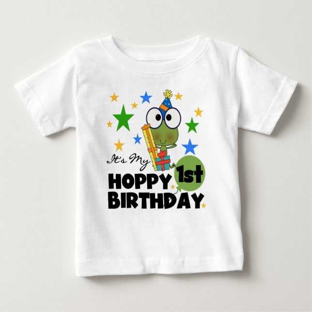 Hoppy Frog 1st Birthday T shirts and Gifts (Front)