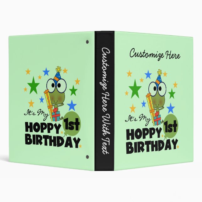 Hoppy Frog 1st Birthday T shirts and Gifts 3 Ring Binder (Background)