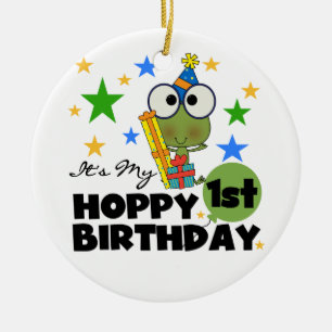Hoppy Frog 1st Birthday T shirts and Gifts Ceramic Ornament