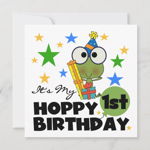 Hoppy Frog 1st Birthday T shirts and Gifts Invitation