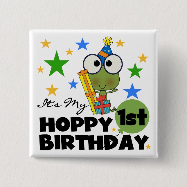 Hoppy Frog 1st Birthday T shirts and Gifts Pinback Button (Front)