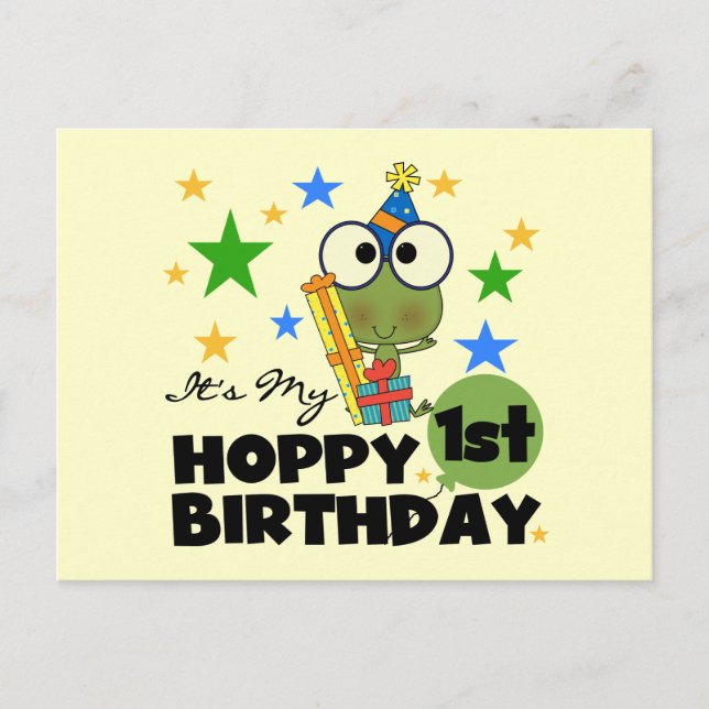 Hoppy Frog 1st Birthday T shirts and Gifts Postcard (Front)