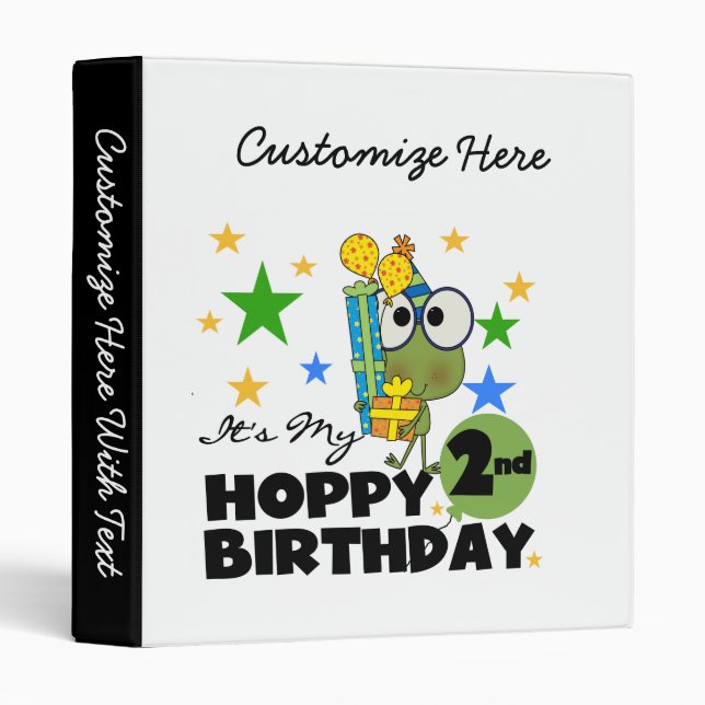 Hoppy Frog 2nd Birthday T-shirts and Gifts Binder (Front/Spine)