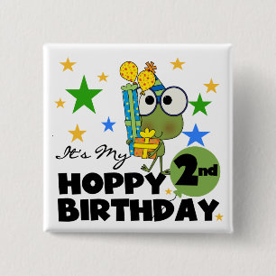 Hoppy Frog 2nd Birthday T-shirts and Gifts Button