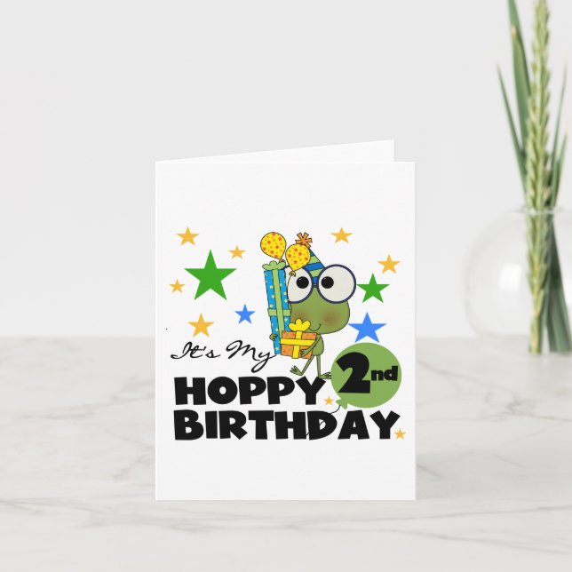 Hoppy Frog 2nd Birthday T-shirts and Gifts Card (Front)