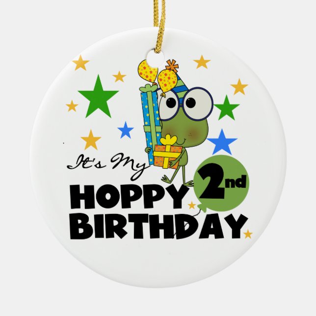 Hoppy Frog 2nd Birthday T-shirts and Gifts Ceramic Ornament (Front)