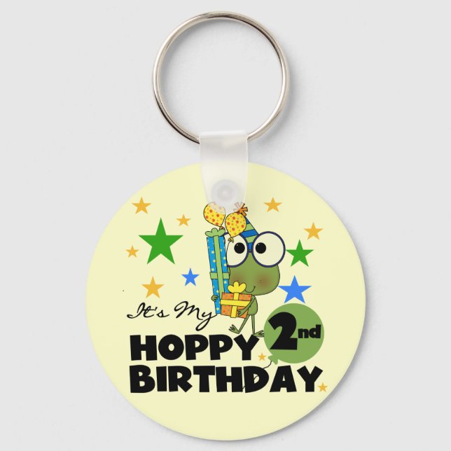 Hoppy Frog 2nd Birthday T-shirts and Gifts Keychain (Front)