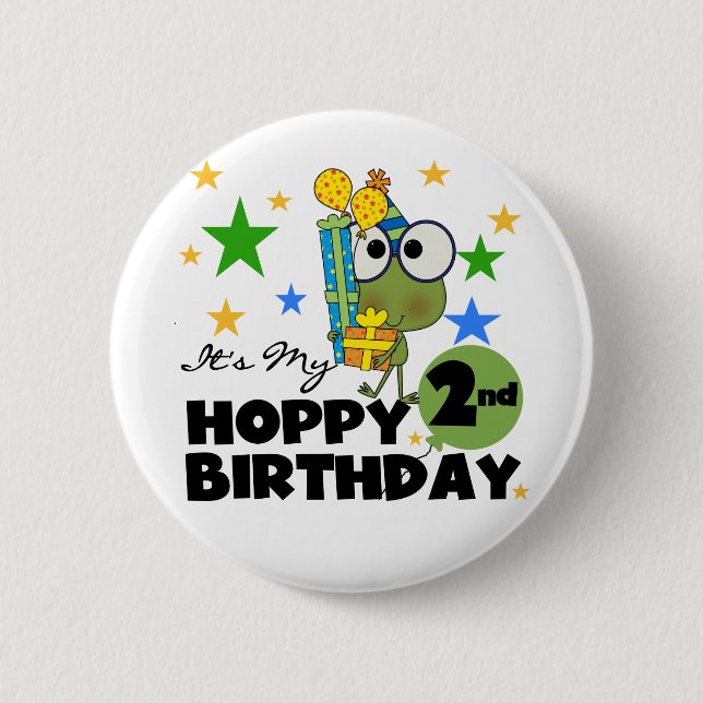 Hoppy Frog 2nd Birthday T-shirts and Gifts Pinback Button (Front)