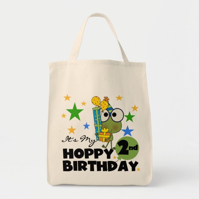 Hoppy Frog 2nd Birthday T-shirts and Gifts Tote Bag (Front)