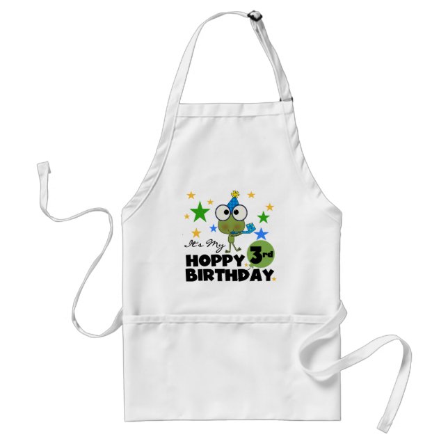 Hoppy Frog 3rd Birthday Tshirts and Gifts Adult Apron (Front)