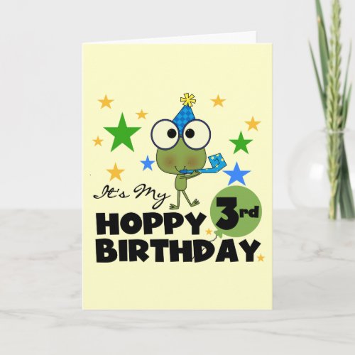Hoppy Frog 3rd Birthday Tshirts and Gifts Card