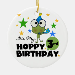 Hoppy Frog 3rd Birthday Tshirts and Gifts Ceramic Ornament