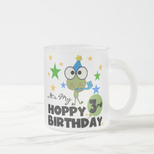 Hoppy Frog 3rd Birthday Tshirts and Gifts Frosted Glass Coffee Mug